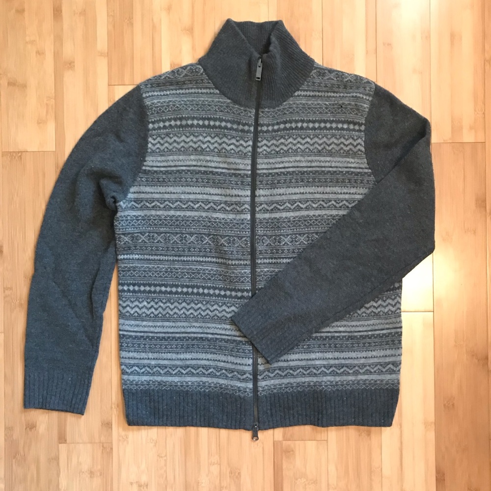 Wool, full-zip sweater.